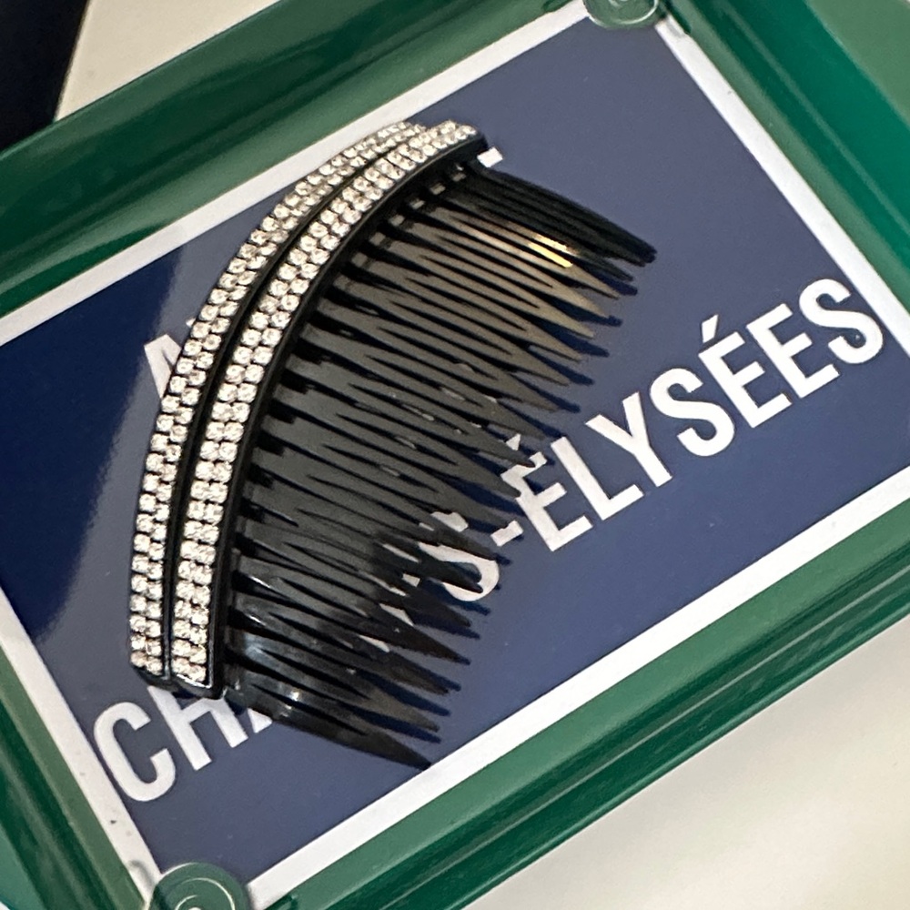 Elegant Black and Silver Hair Comb from France 🇫🇷